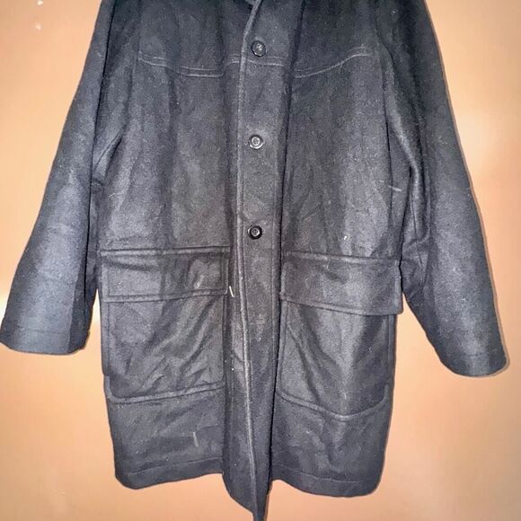 Club Room Men's Black Wool Blend Winter Pea Coat Jacket - Size XL - Picture 6 of 9